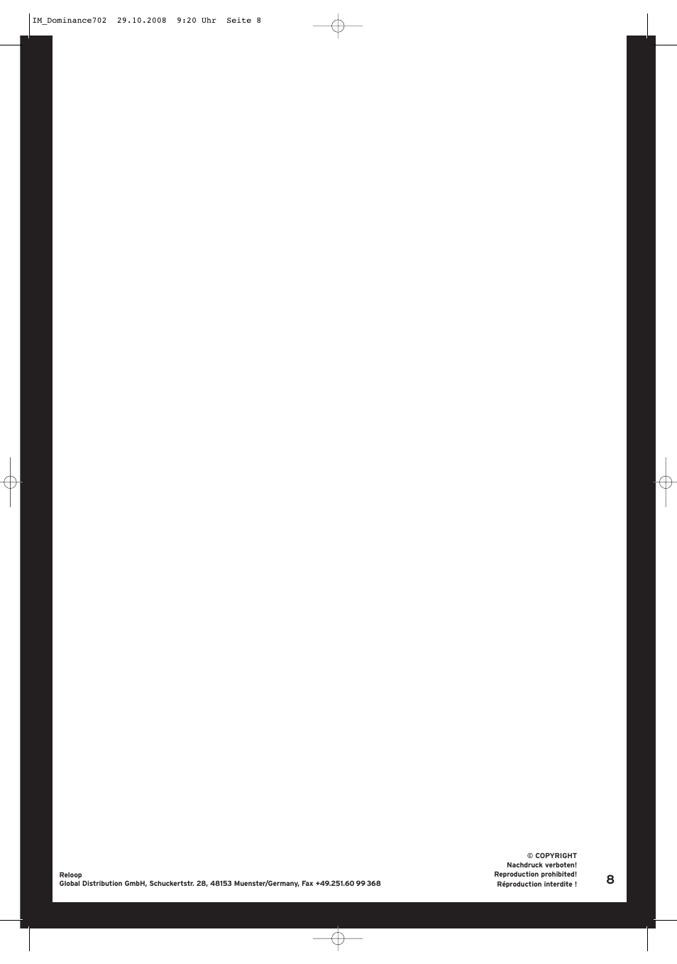 Reloop DOMINANCE 702 User Manual | Page 8 / 8