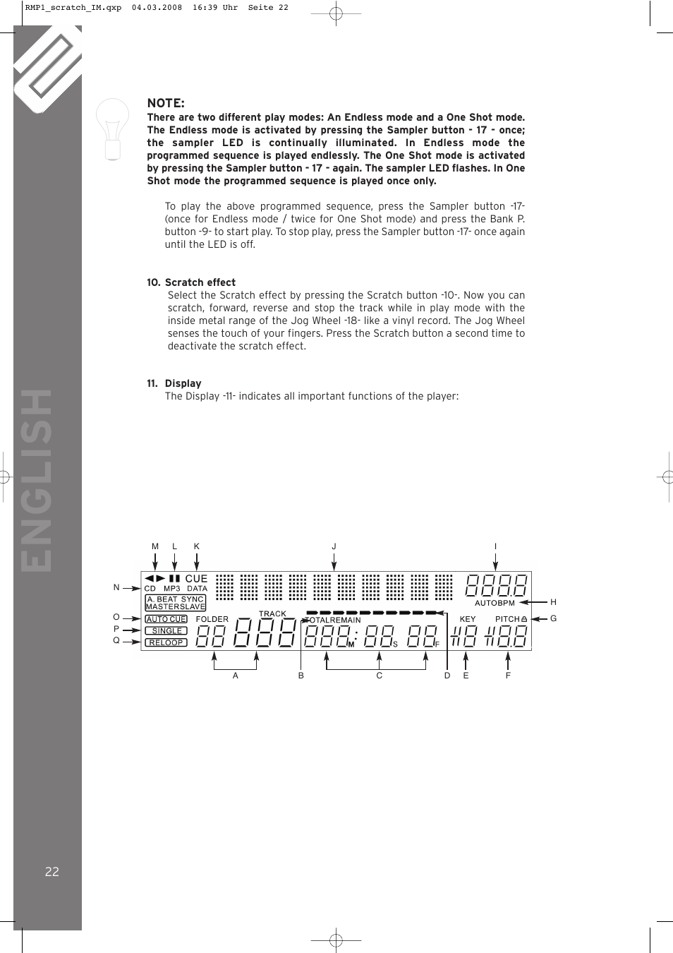 English | Reloop RMP-1 SCRATCH LTD. User Manual | Page 22 / 44