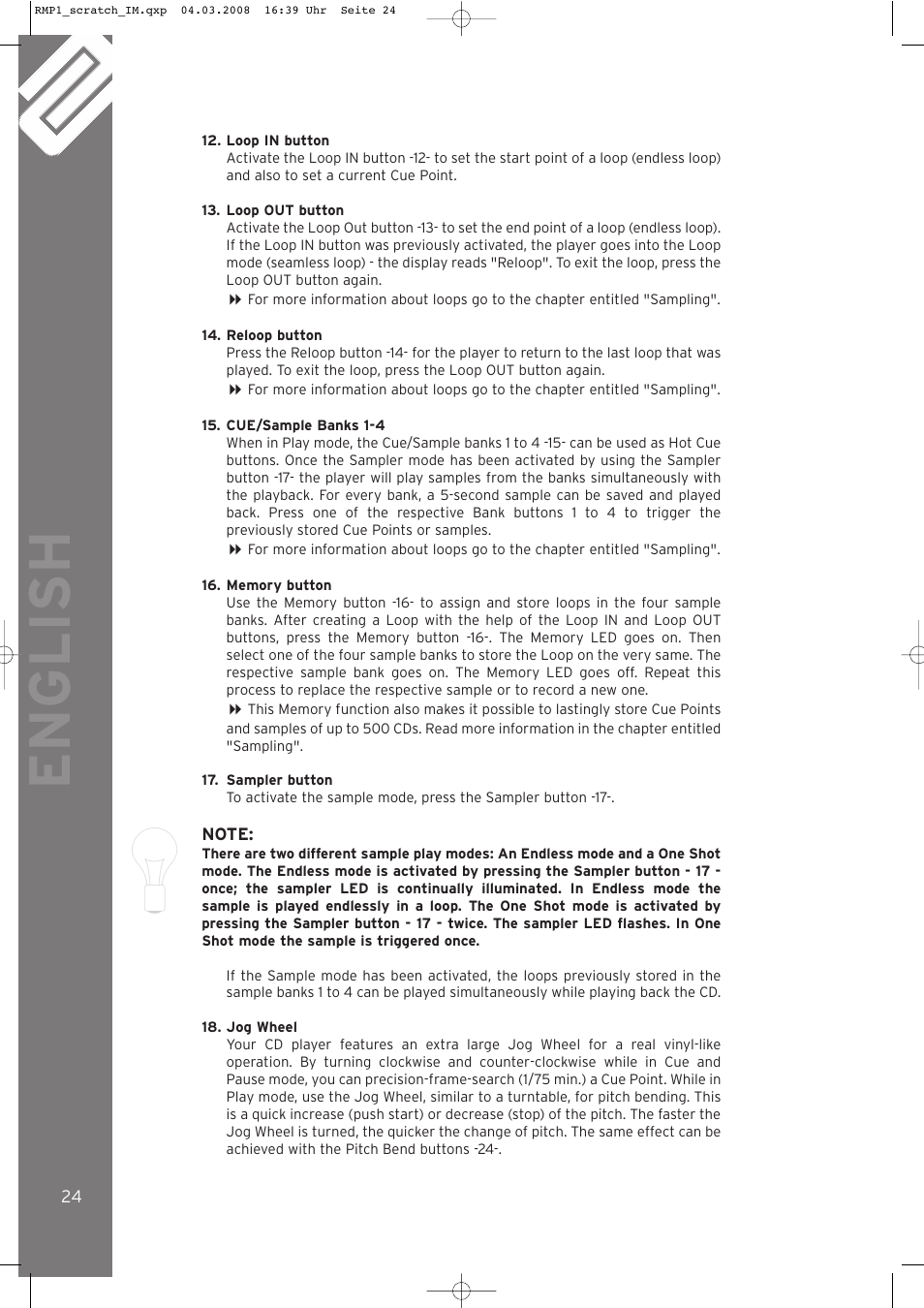 English | Reloop RMP-1 SCRATCH LTD. User Manual | Page 24 / 44