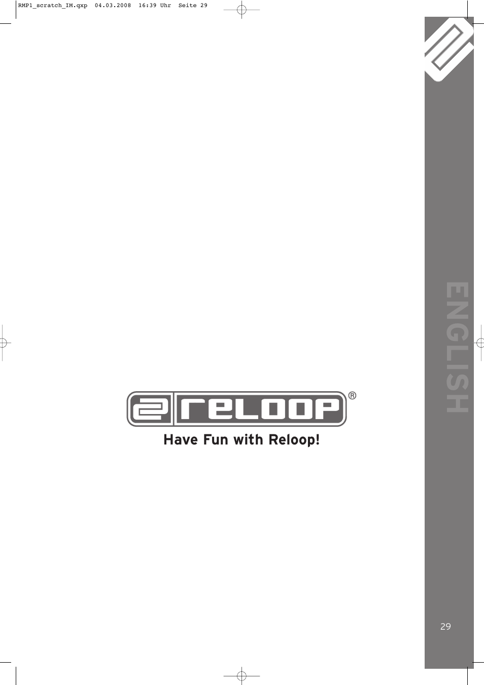 English | Reloop RMP-1 SCRATCH LTD. User Manual | Page 29 / 44