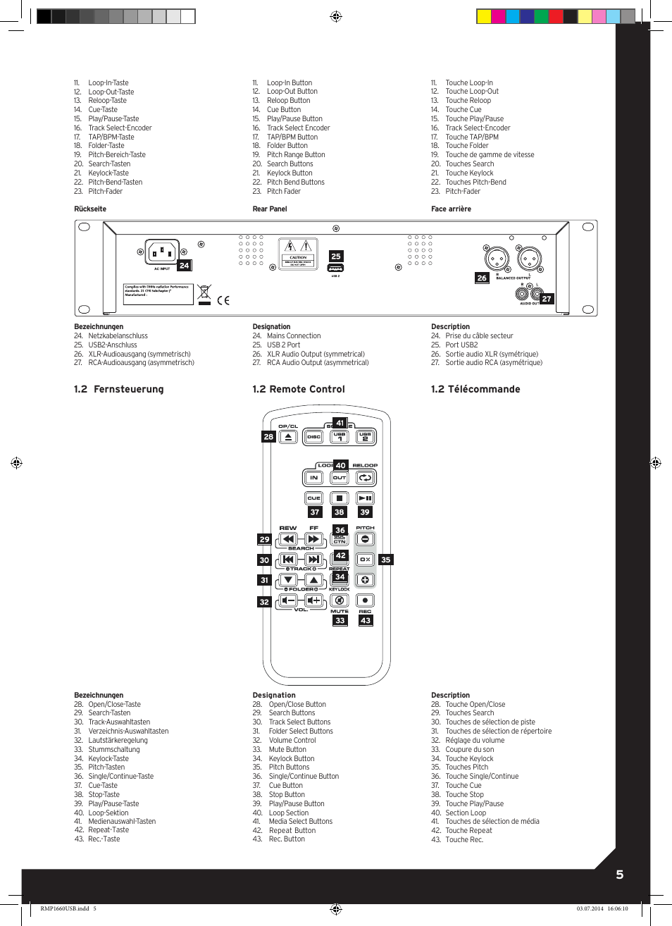 Reloop RMP-1660 USB User Manual | Page 5 / 16