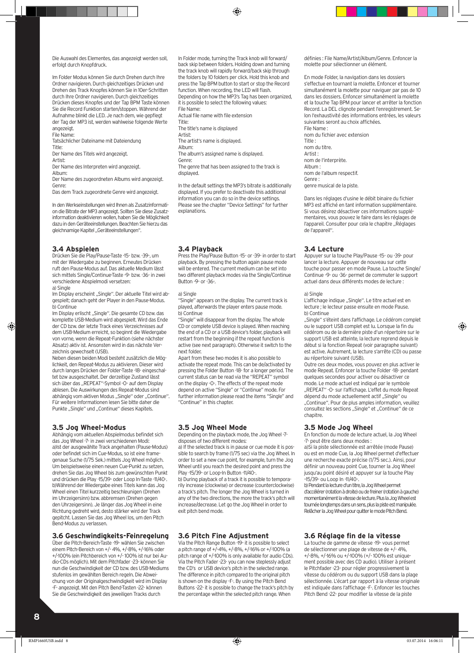 Reloop RMP-1660 USB User Manual | Page 8 / 16