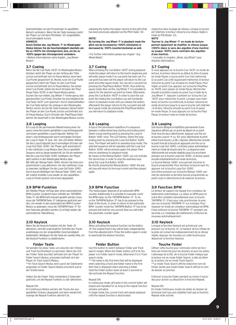 Reloop RMP-1660 USB User Manual | Page 9 / 16