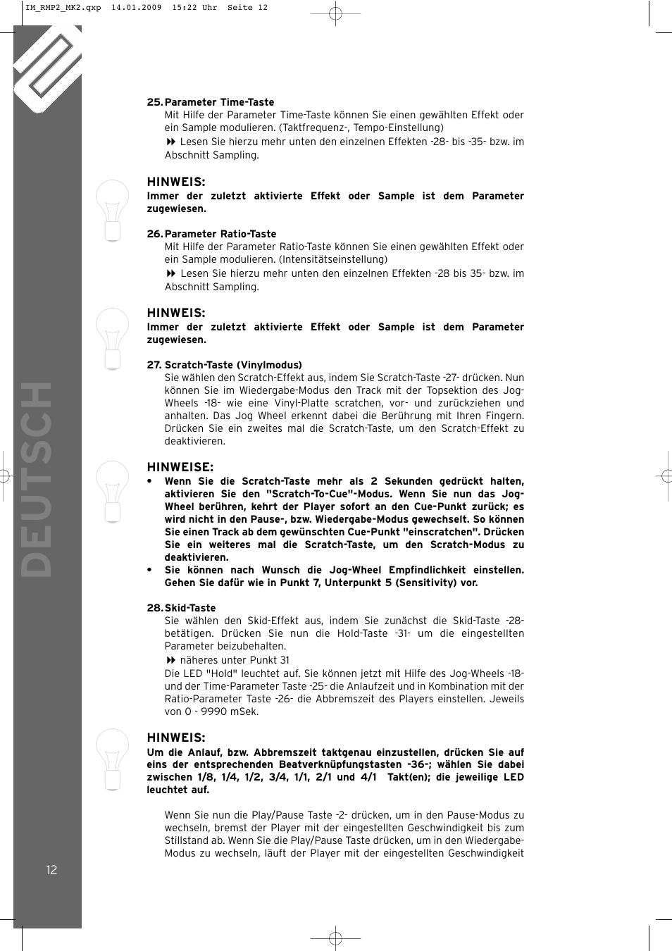 Deut sch | Reloop RMP-2 MK2 LTD. User Manual | Page 12 / 56
