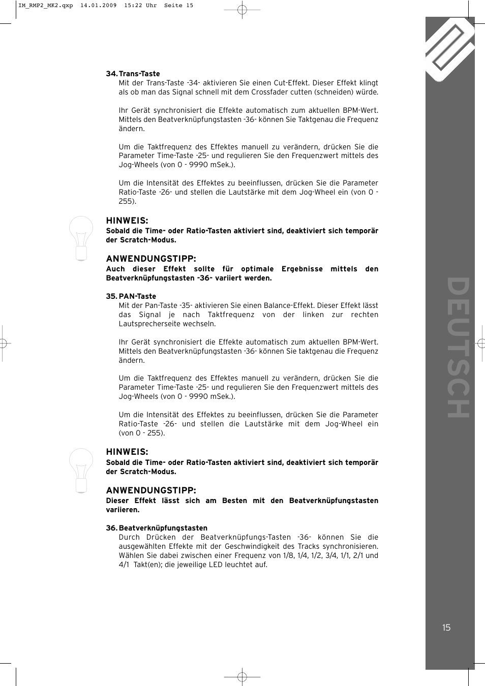 Deut sch | Reloop RMP-2 MK2 LTD. User Manual | Page 15 / 56