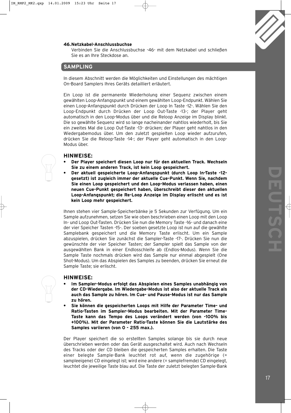 Deut sch | Reloop RMP-2 MK2 LTD. User Manual | Page 17 / 56
