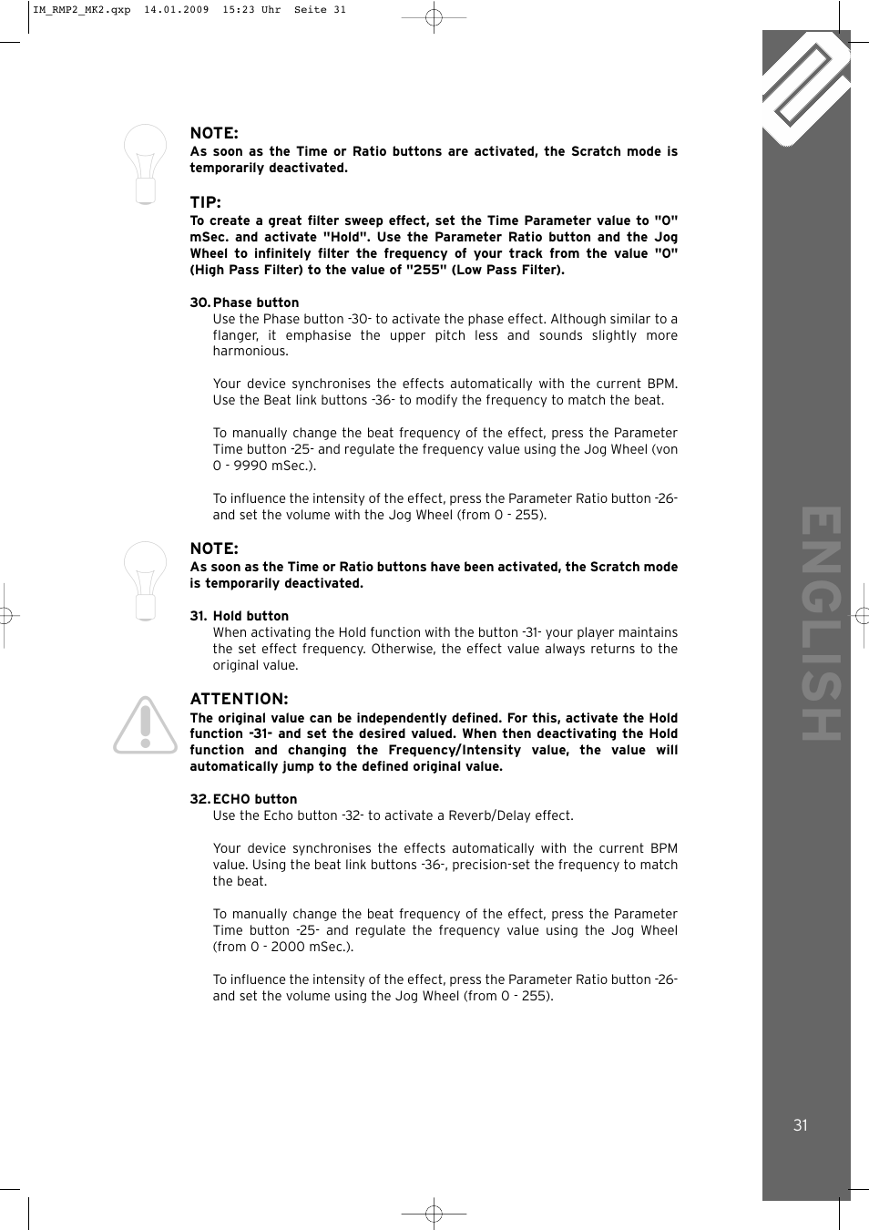 English | Reloop RMP-2 MK2 LTD. User Manual | Page 31 / 56