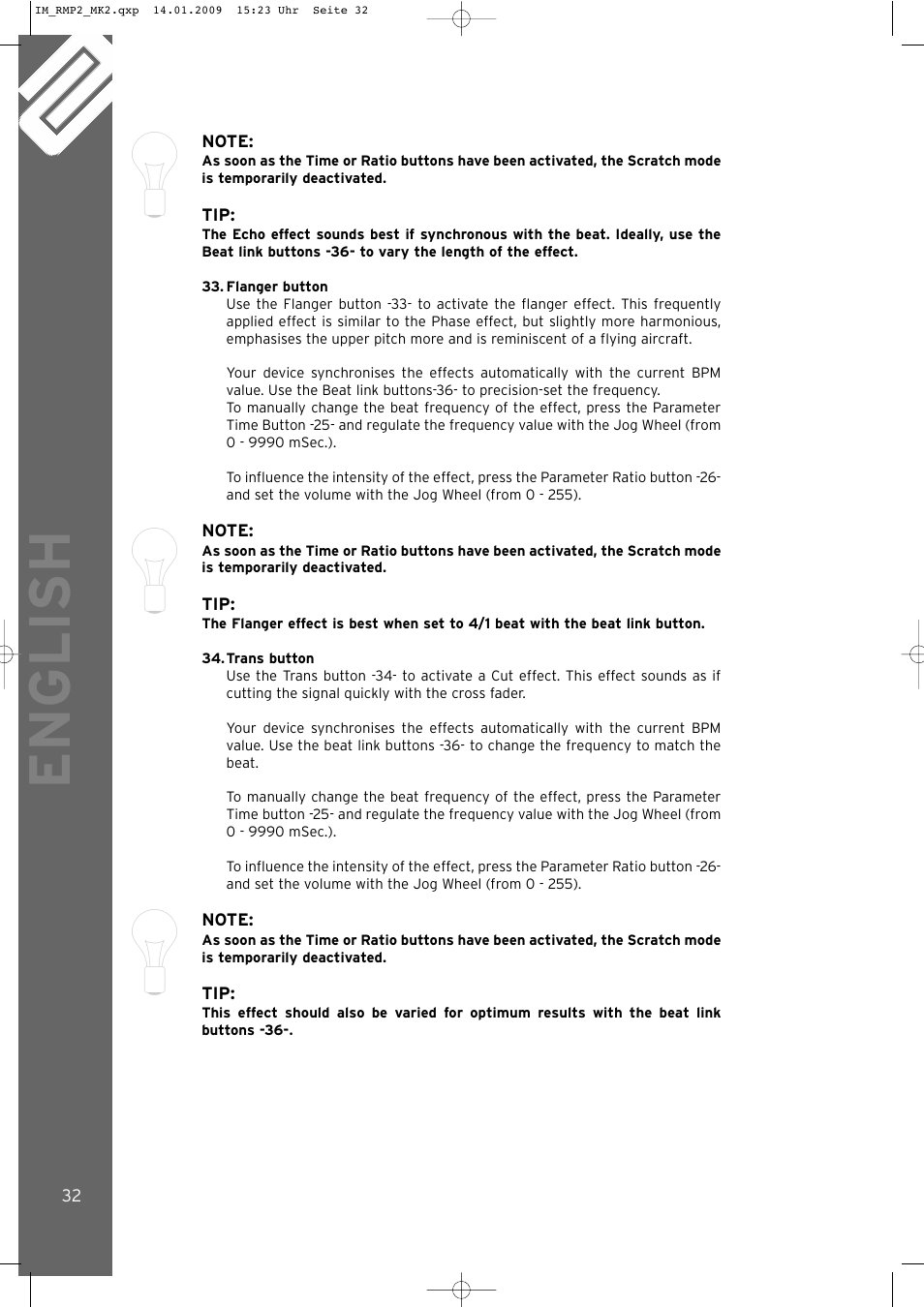 English | Reloop RMP-2 MK2 LTD. User Manual | Page 32 / 56