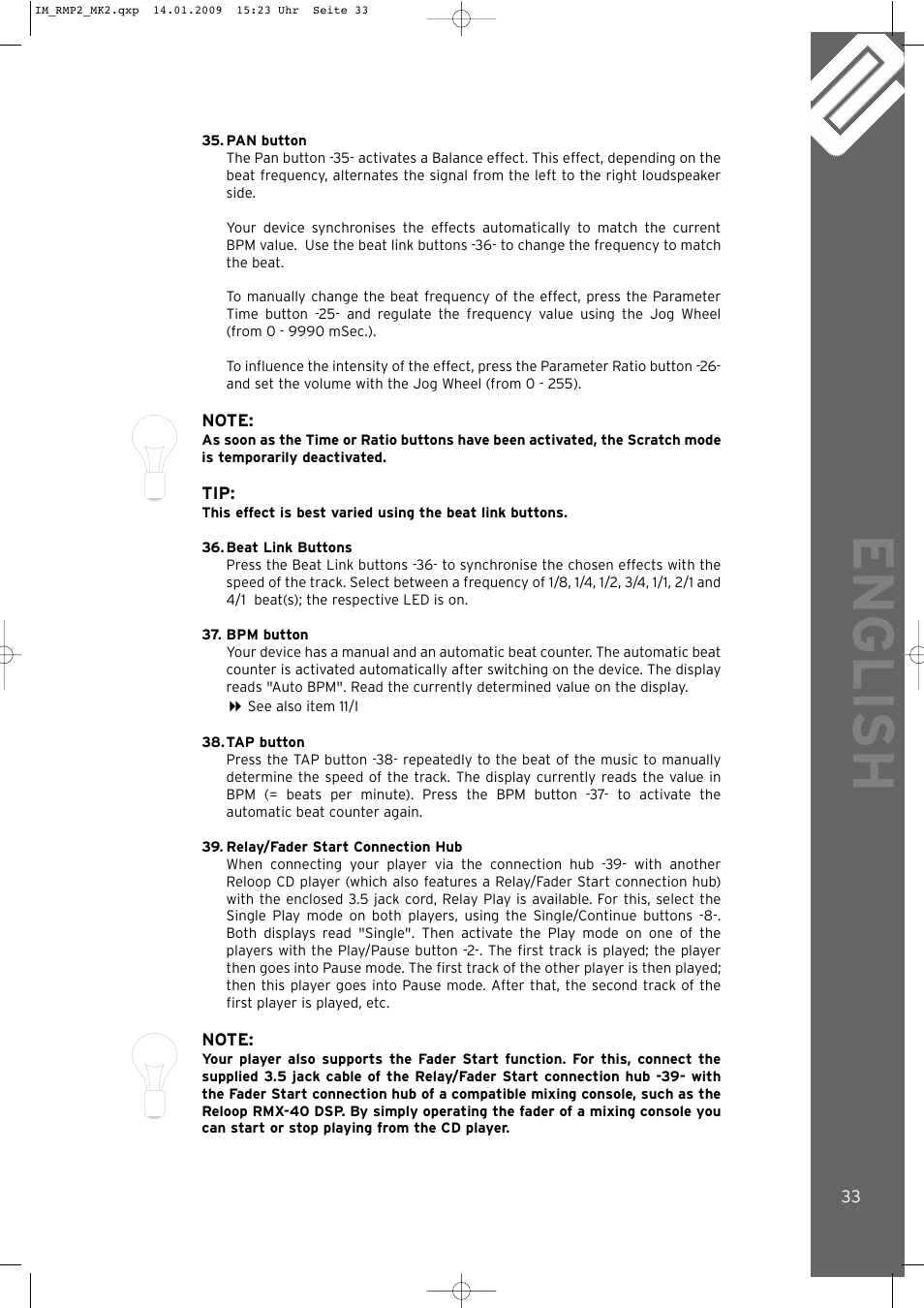English | Reloop RMP-2 MK2 LTD. User Manual | Page 33 / 56