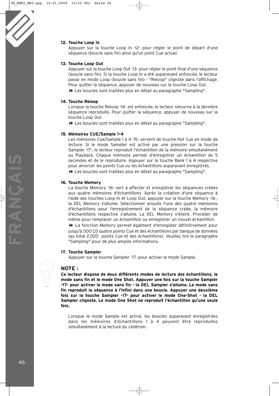 Fr ançais | Reloop RMP-2 MK2 LTD. User Manual | Page 46 / 56