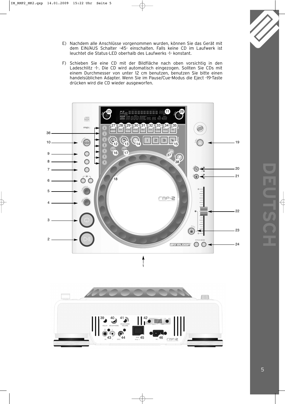 Deut sch | Reloop RMP-2 MK2 LTD. User Manual | Page 5 / 56