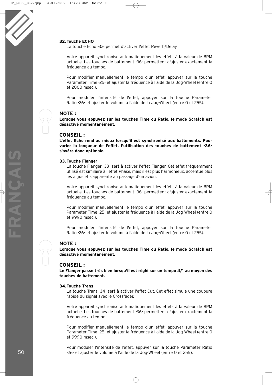 Fr ançais | Reloop RMP-2 MK2 LTD. User Manual | Page 50 / 56