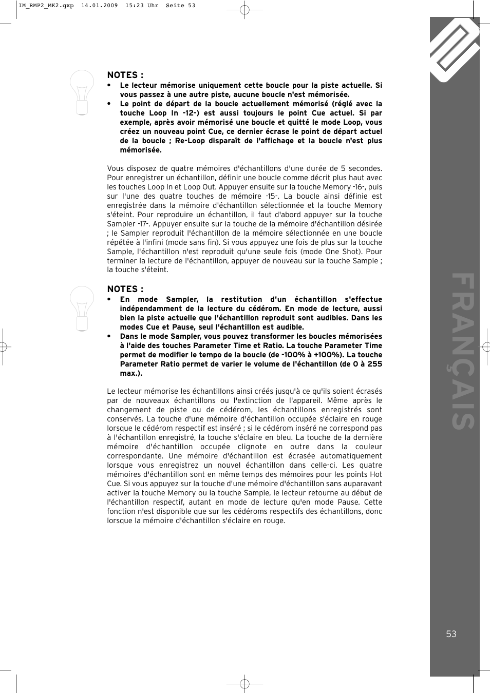 Fr ançais | Reloop RMP-2 MK2 LTD. User Manual | Page 53 / 56