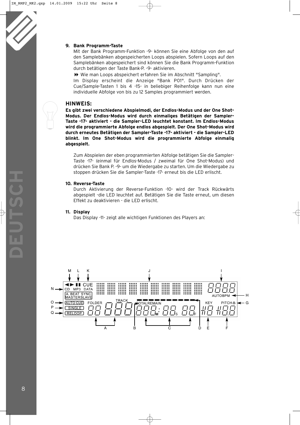 Deut sch | Reloop RMP-2 MK2 LTD. User Manual | Page 8 / 56