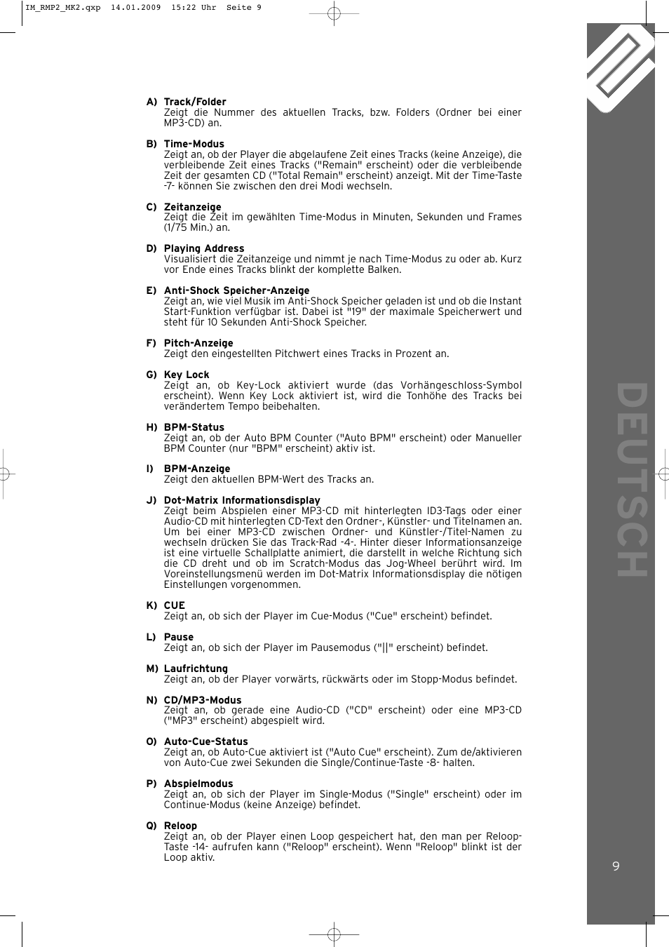 Deut sch | Reloop RMP-2 MK2 LTD. User Manual | Page 9 / 56