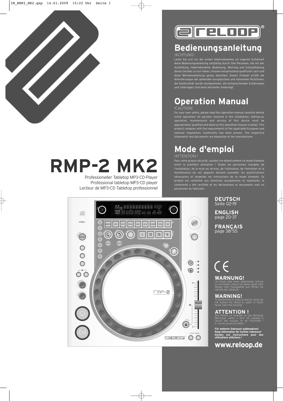 Reloop RMP-2 MK2 B User Manual | 56 pages