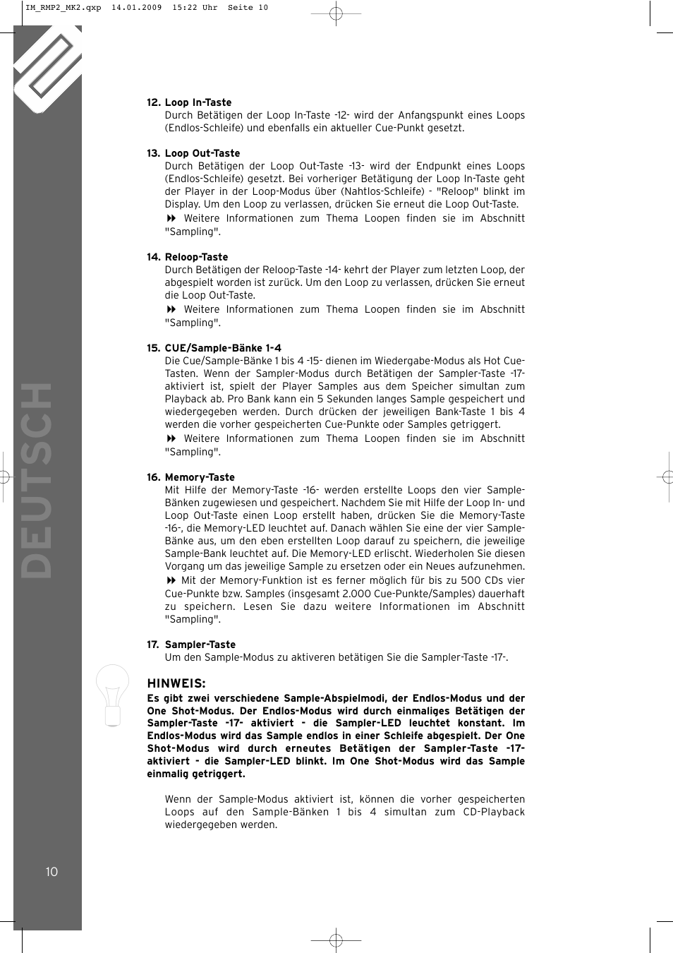 Deut sch | Reloop RMP-2 MK2 B User Manual | Page 10 / 56