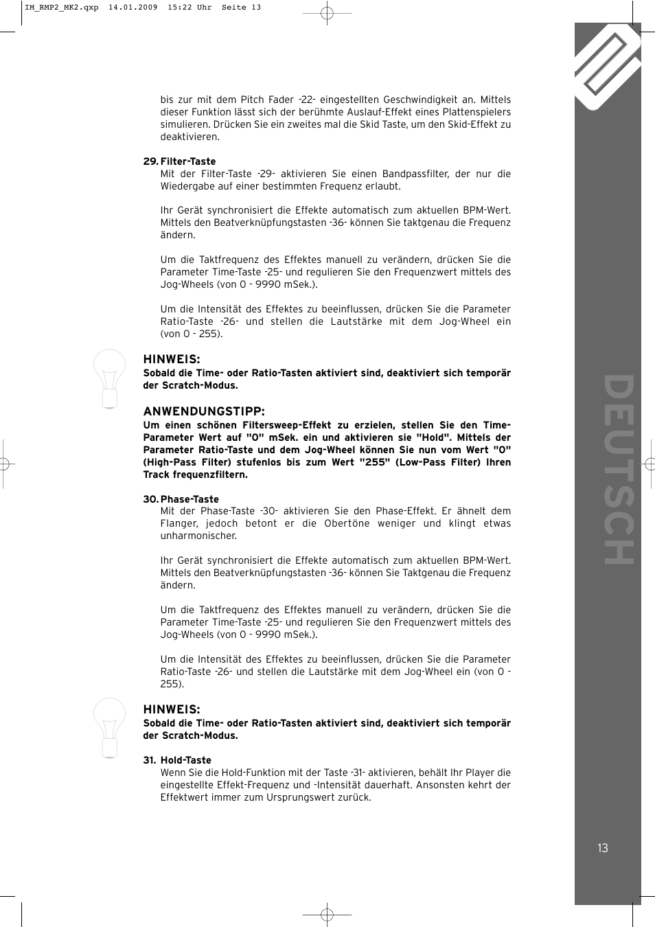 Deut sch | Reloop RMP-2 MK2 B User Manual | Page 13 / 56