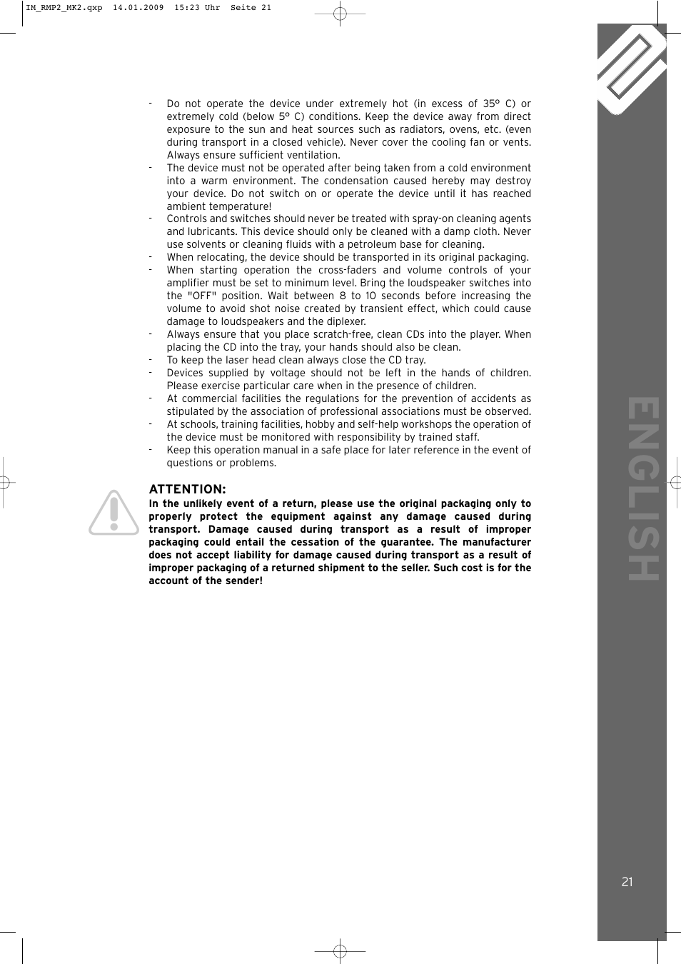 English | Reloop RMP-2 MK2 B User Manual | Page 21 / 56