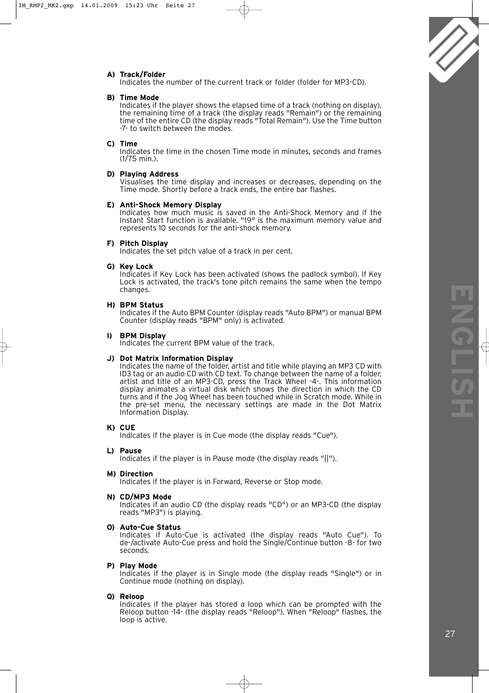 English | Reloop RMP-2 MK2 B User Manual | Page 27 / 56