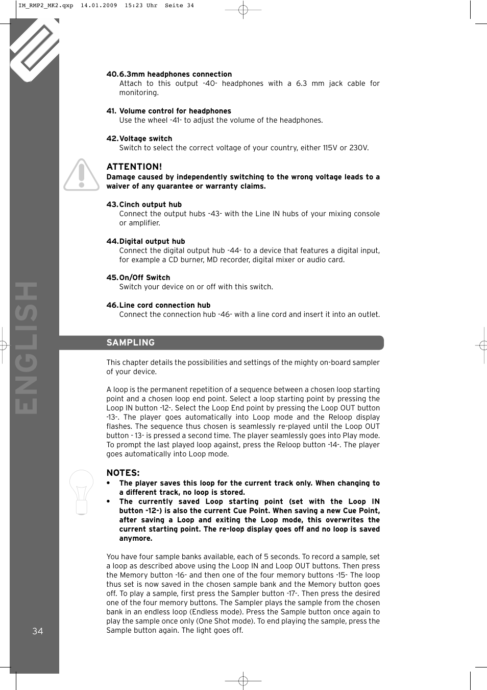 English | Reloop RMP-2 MK2 B User Manual | Page 34 / 56