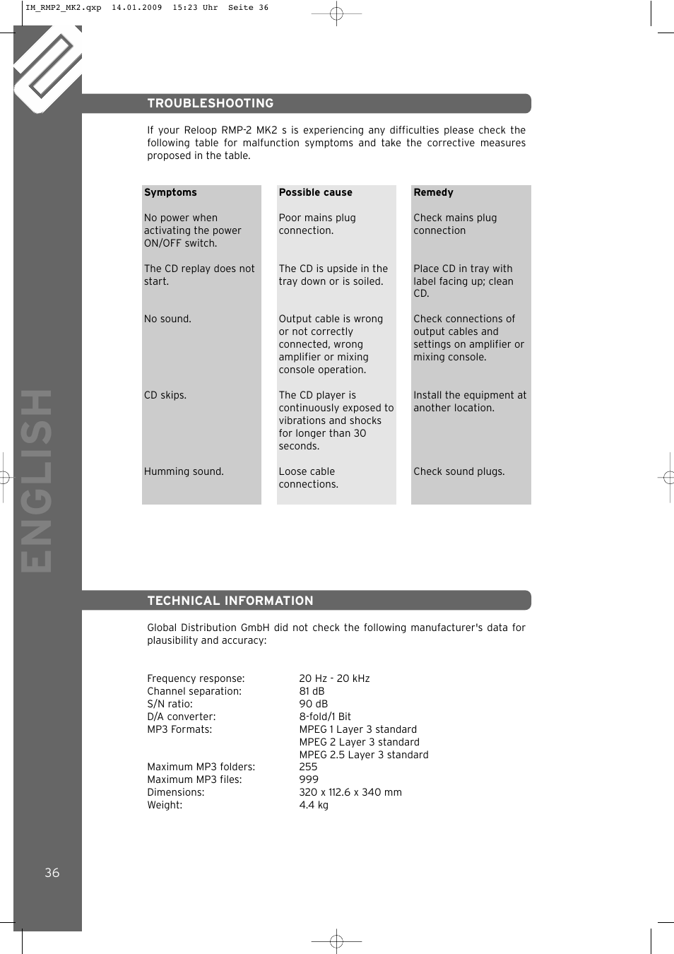 English | Reloop RMP-2 MK2 B User Manual | Page 36 / 56