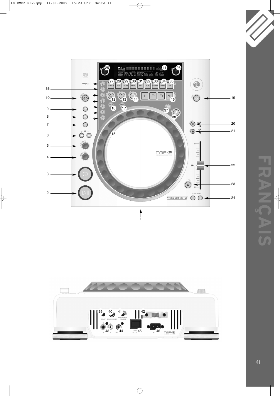 Fr ançais | Reloop RMP-2 MK2 B User Manual | Page 41 / 56