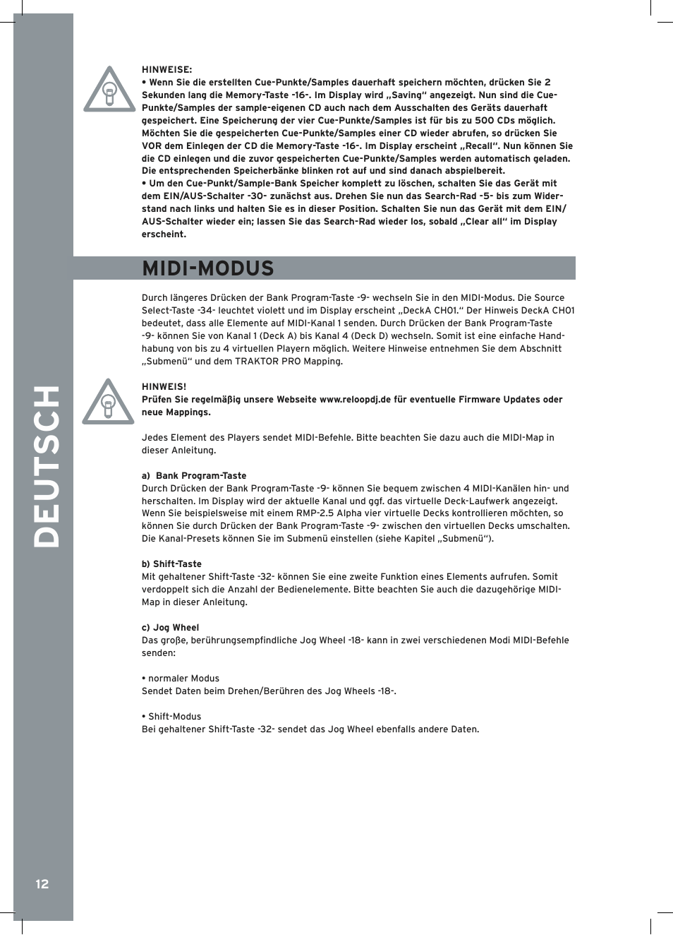 Reloop RMP-2.5 ALPHA User Manual | Page 12 / 68
