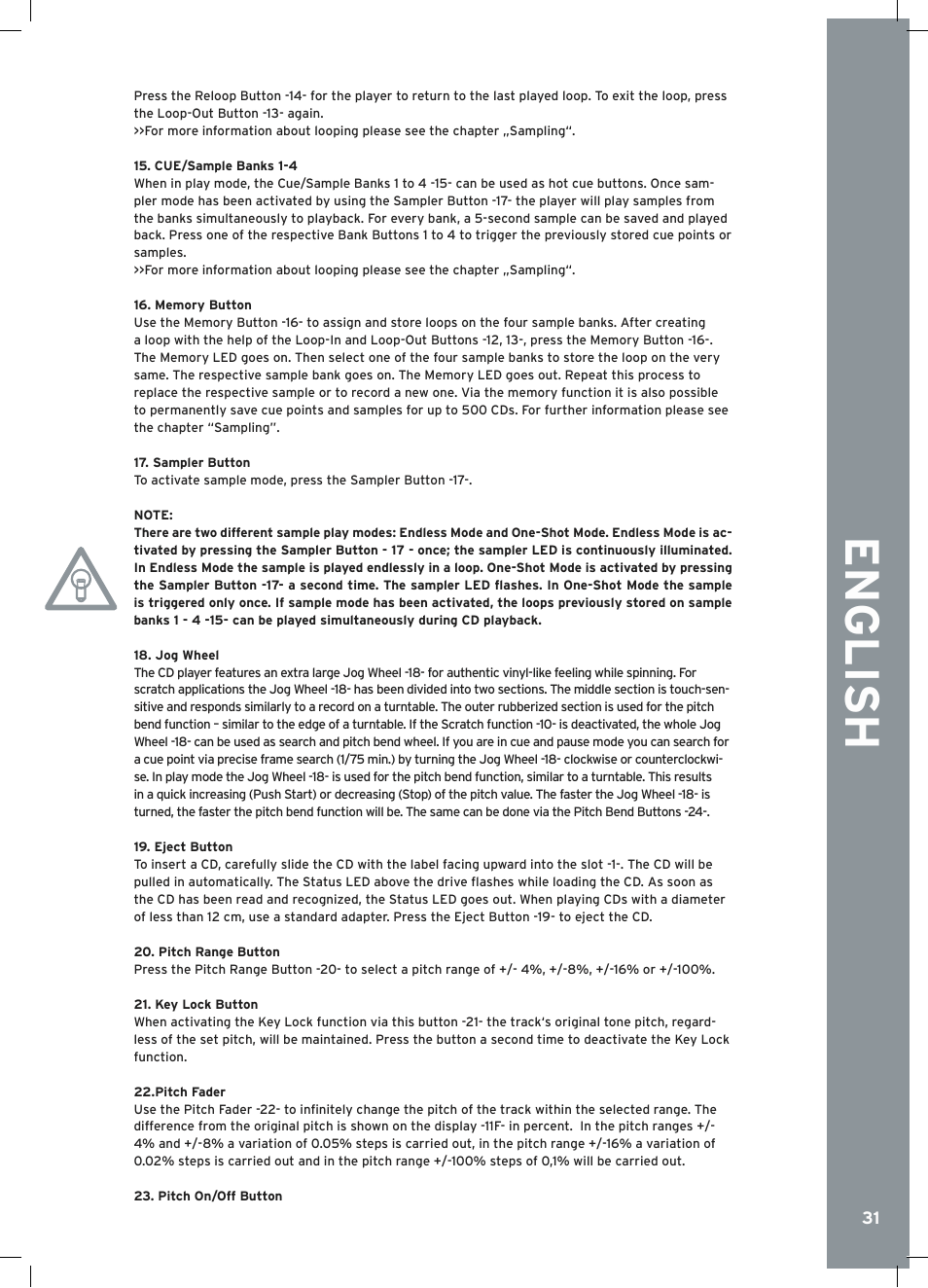 English | Reloop RMP-2.5 ALPHA User Manual | Page 31 / 68