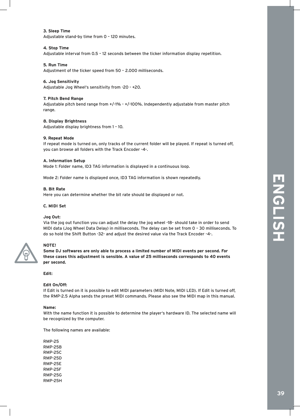 English | Reloop RMP-2.5 ALPHA User Manual | Page 39 / 68