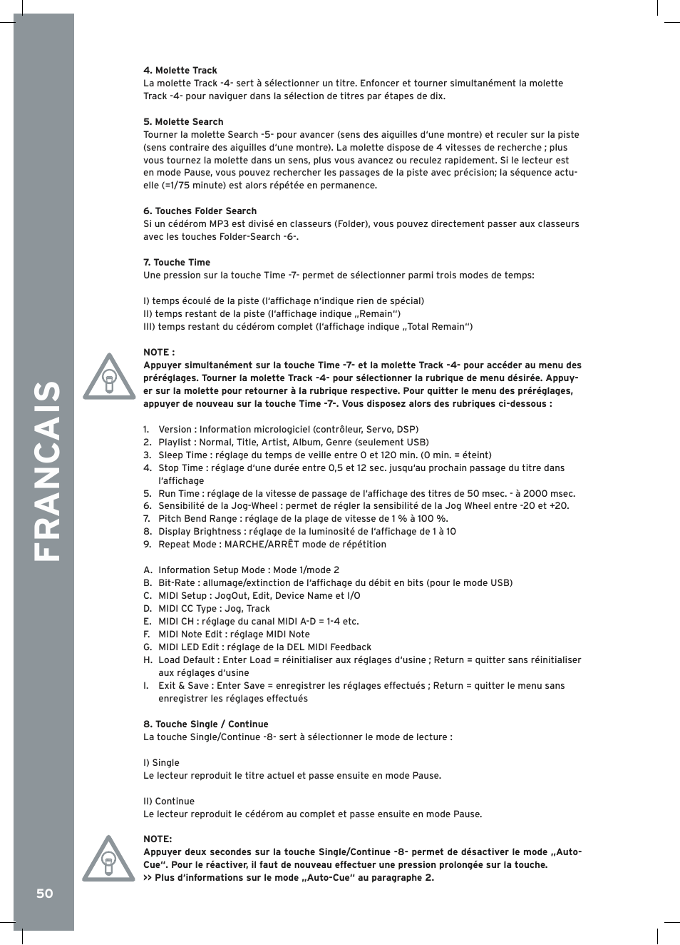 Fr anc ais | Reloop RMP-2.5 ALPHA User Manual | Page 50 / 68