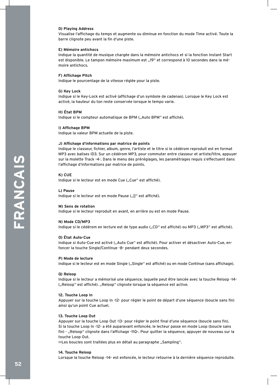 Fr anc ais | Reloop RMP-2.5 ALPHA User Manual | Page 52 / 68