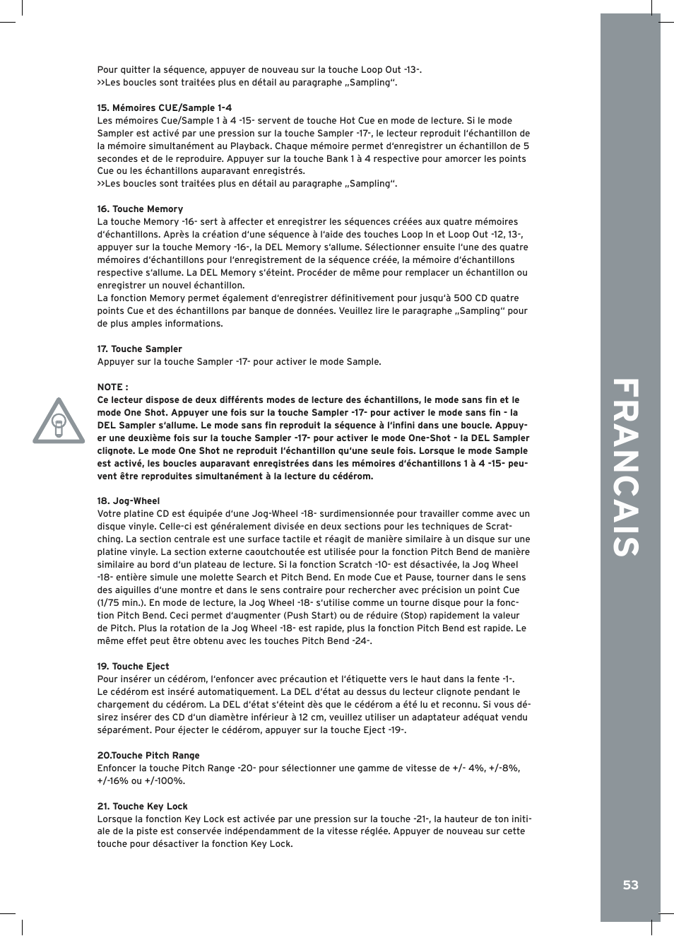 Fr anc ais | Reloop RMP-2.5 ALPHA User Manual | Page 53 / 68