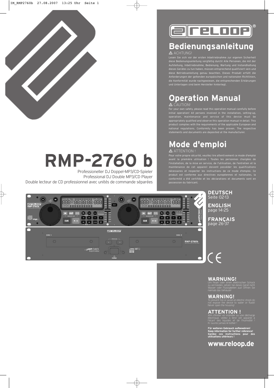 Reloop RMP-2760 User Manual | 38 pages