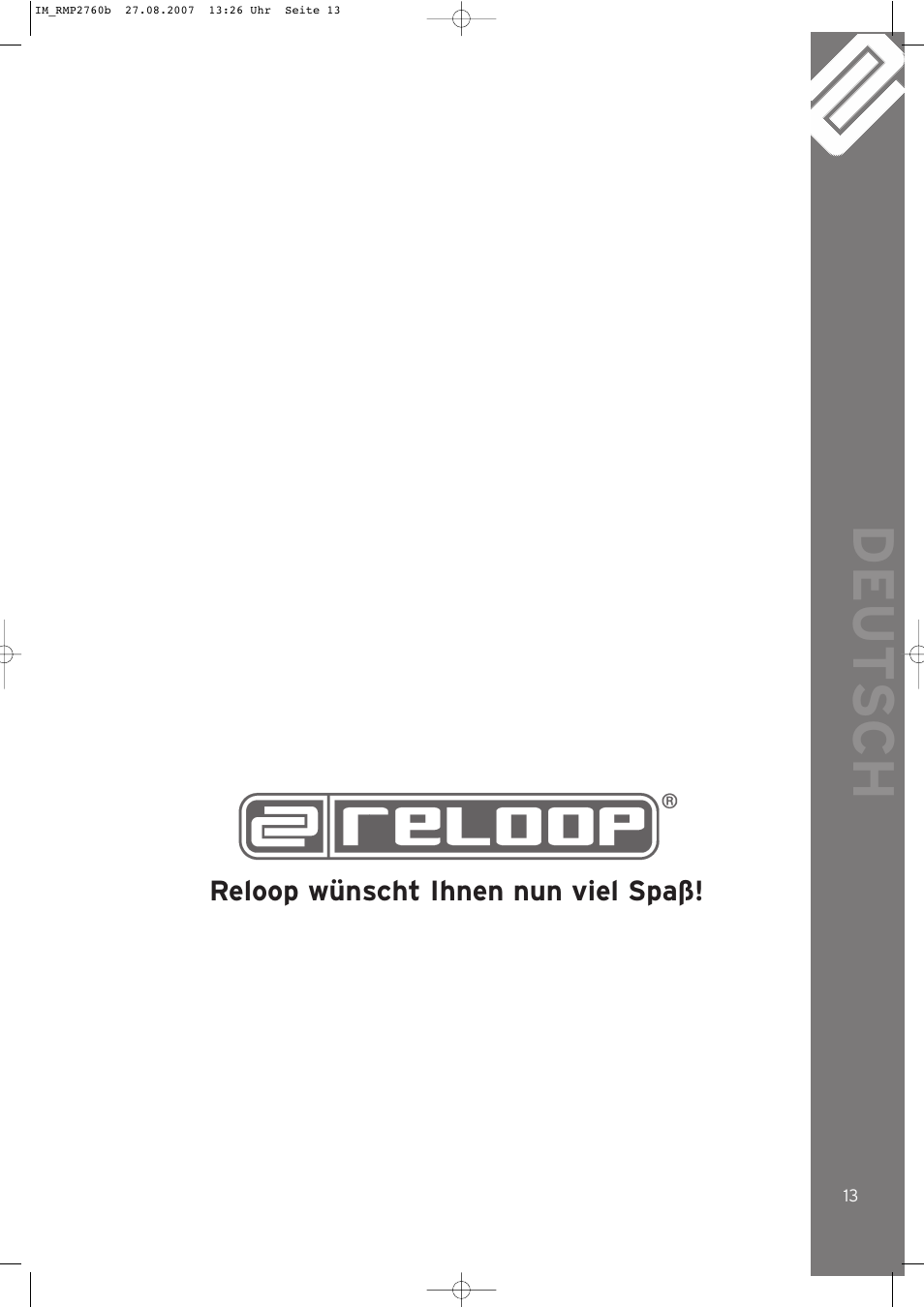 Deut sch | Reloop RMP-2760 User Manual | Page 13 / 38