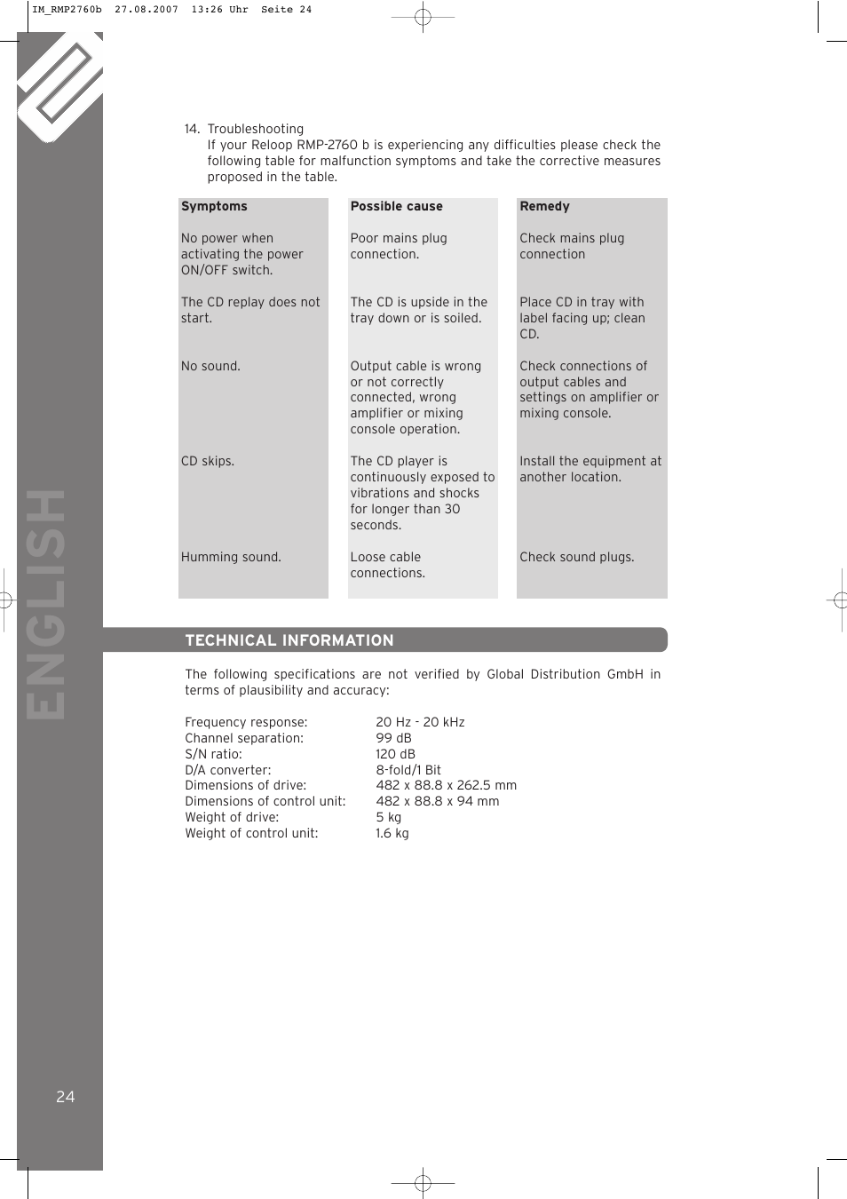 English | Reloop RMP-2760 User Manual | Page 24 / 38