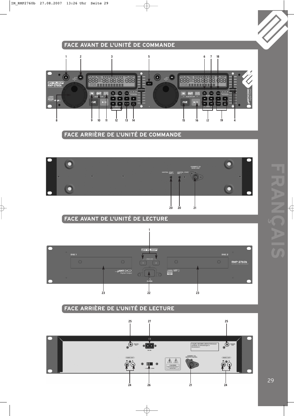 Fr ançais | Reloop RMP-2760 User Manual | Page 29 / 38