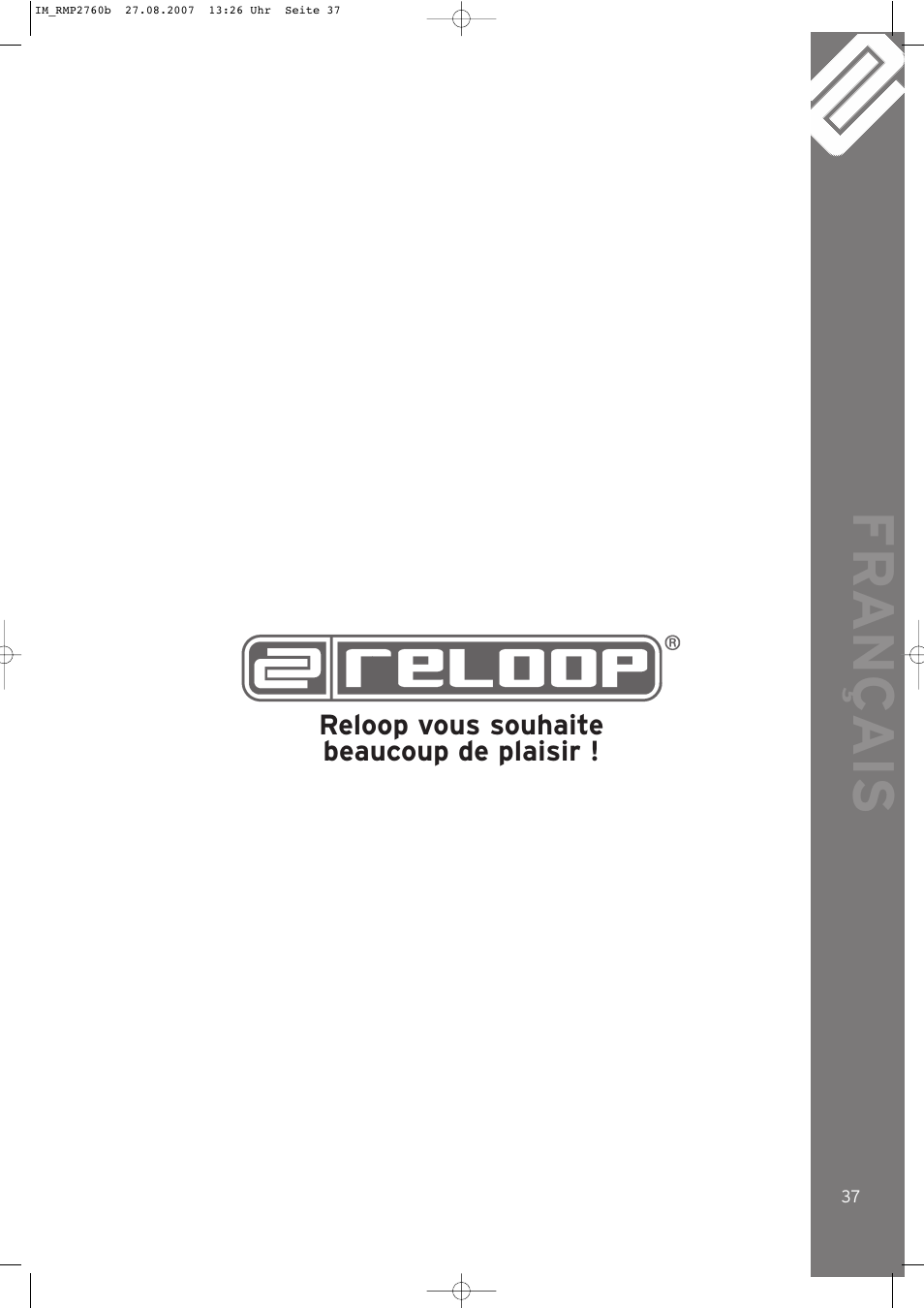 Fr ançais | Reloop RMP-2760 User Manual | Page 37 / 38