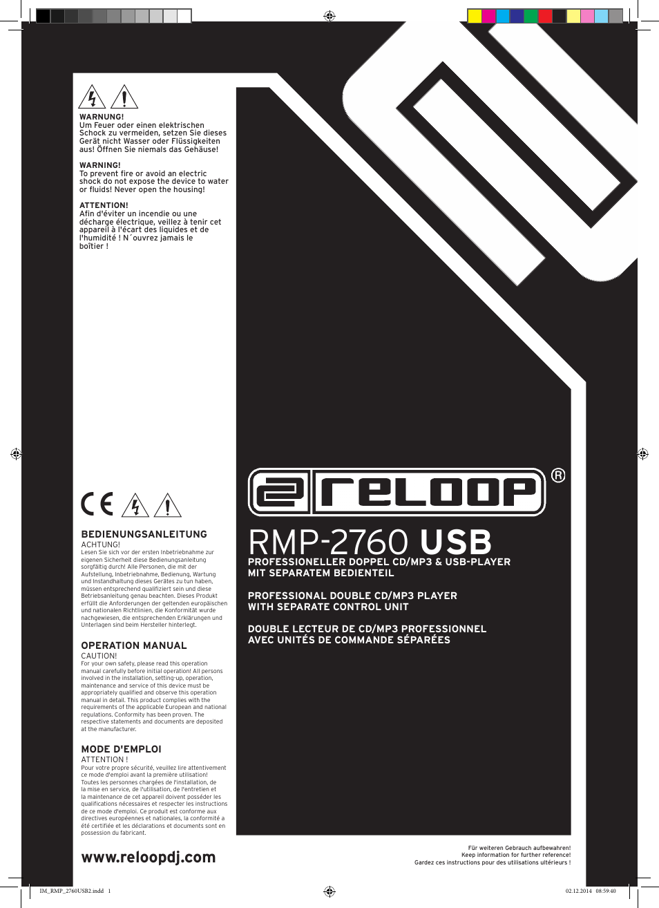 Reloop RMP-2760 USB User Manual | 16 pages
