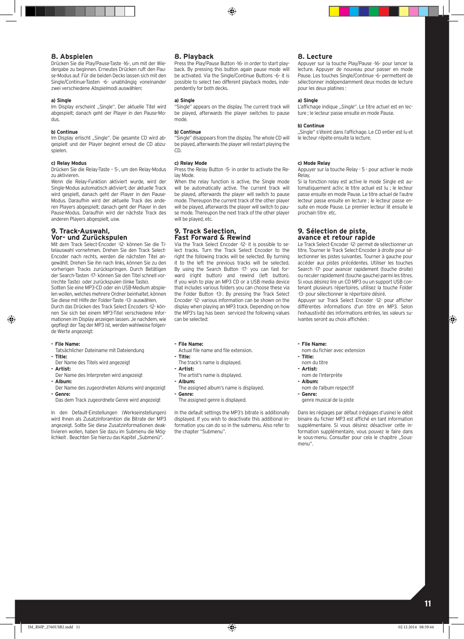 Reloop RMP-2760 USB User Manual | Page 11 / 16