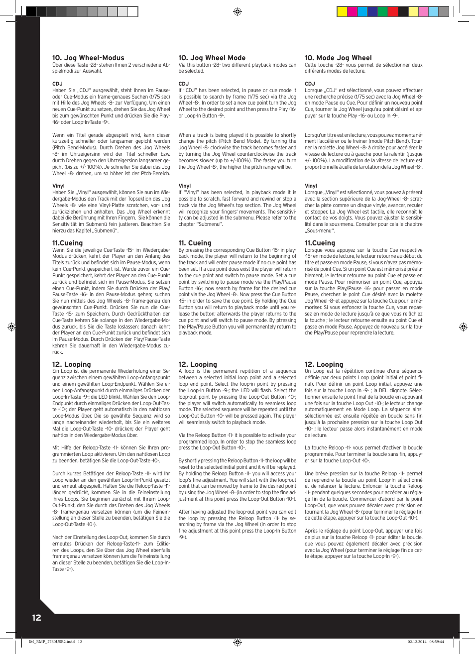 Reloop RMP-2760 USB User Manual | Page 12 / 16