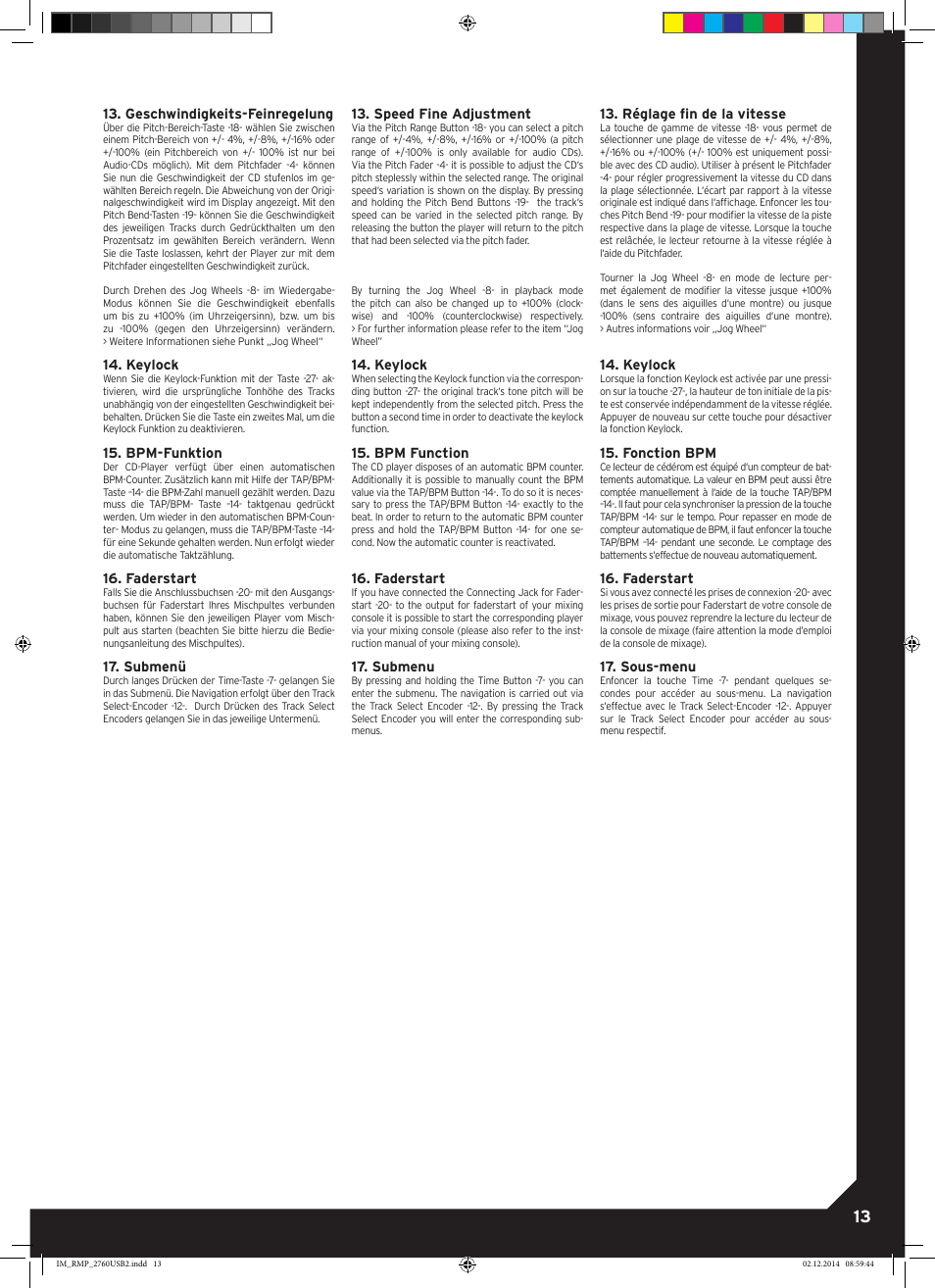 Reloop RMP-2760 USB User Manual | Page 13 / 16