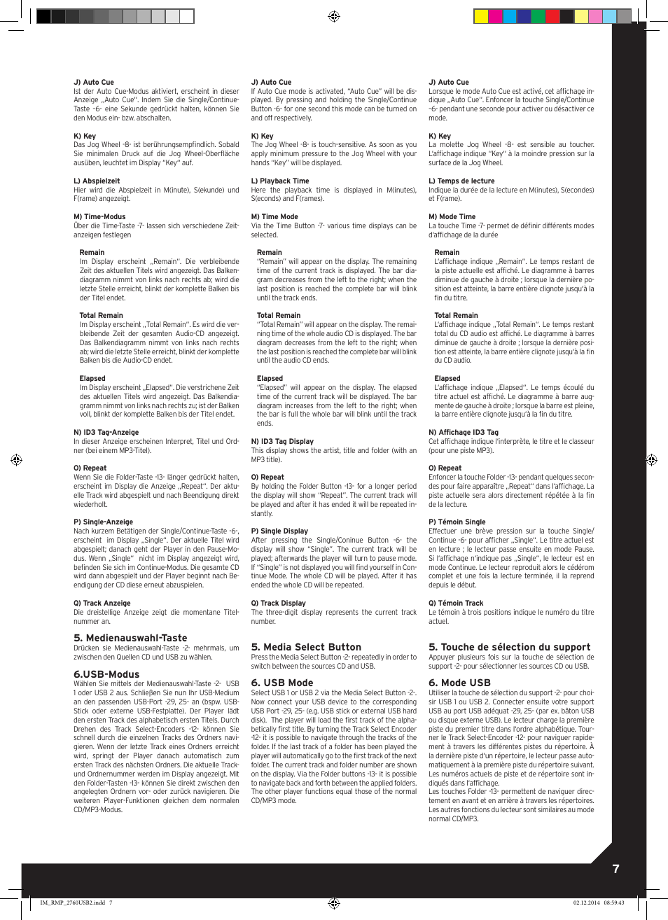 Reloop RMP-2760 USB User Manual | Page 7 / 16