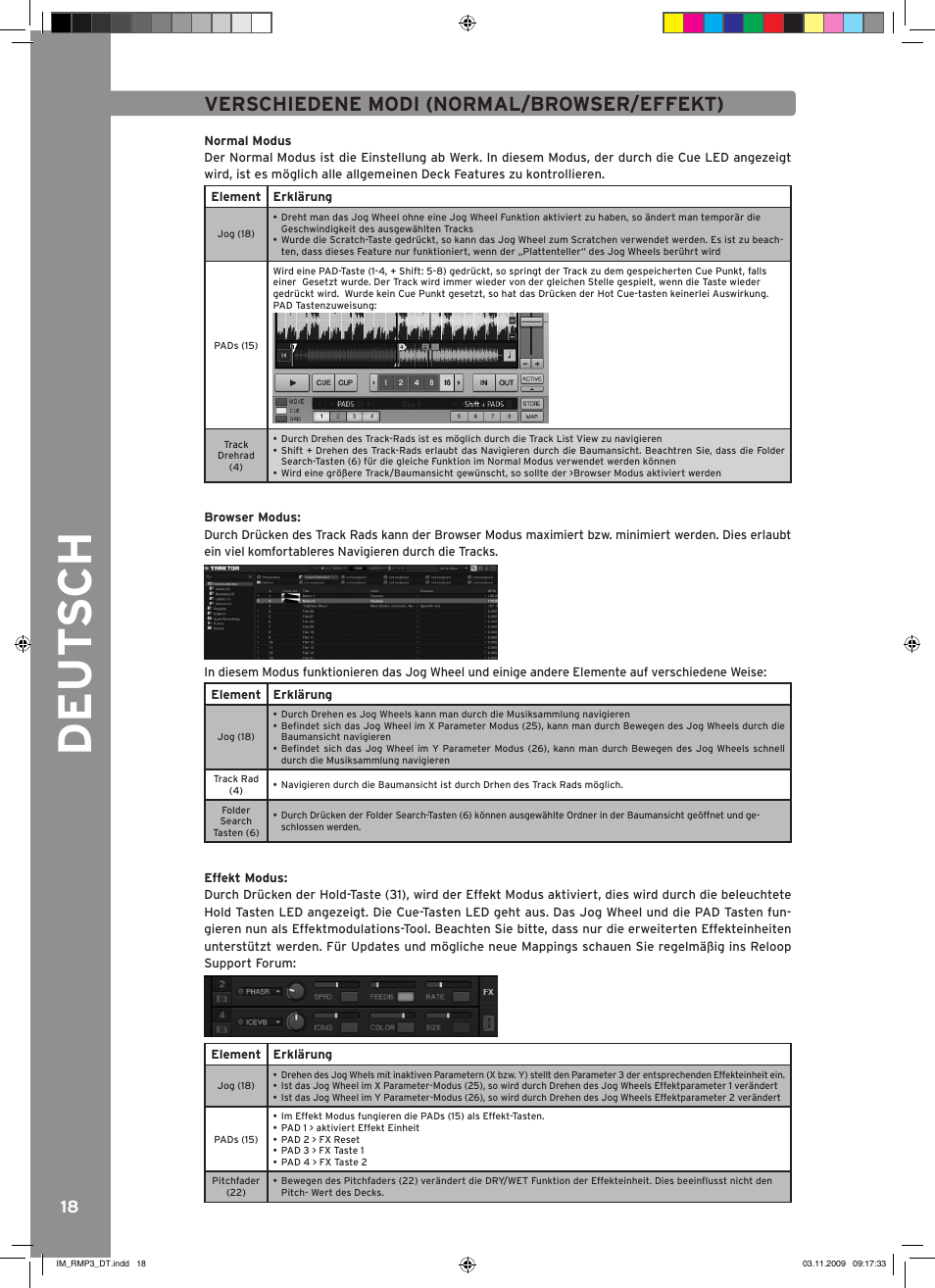 Verschiedene modi (normal/browser/effekt) | Reloop RMP-3 User Manual | Page 18 / 80
