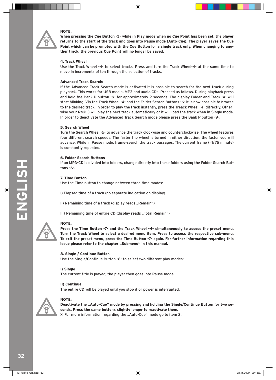 English | Reloop RMP-3 User Manual | Page 32 / 80