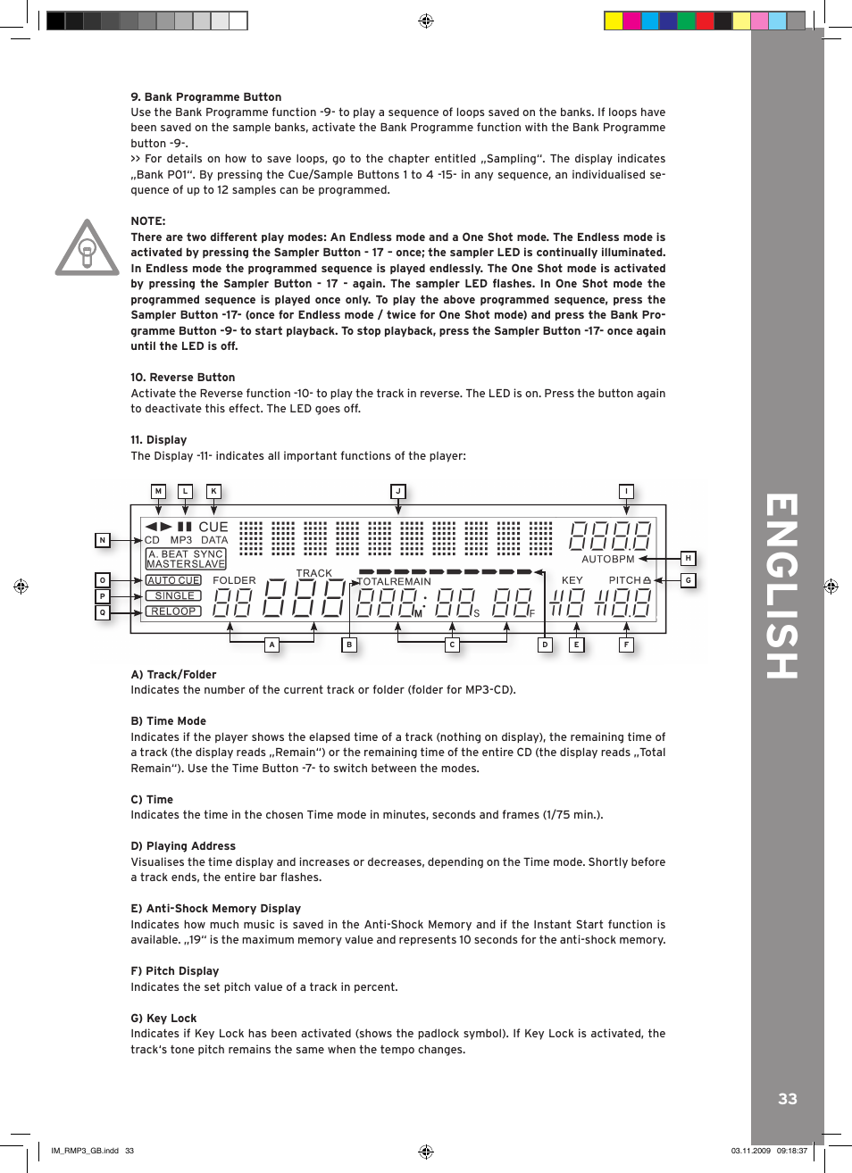 English | Reloop RMP-3 User Manual | Page 33 / 80