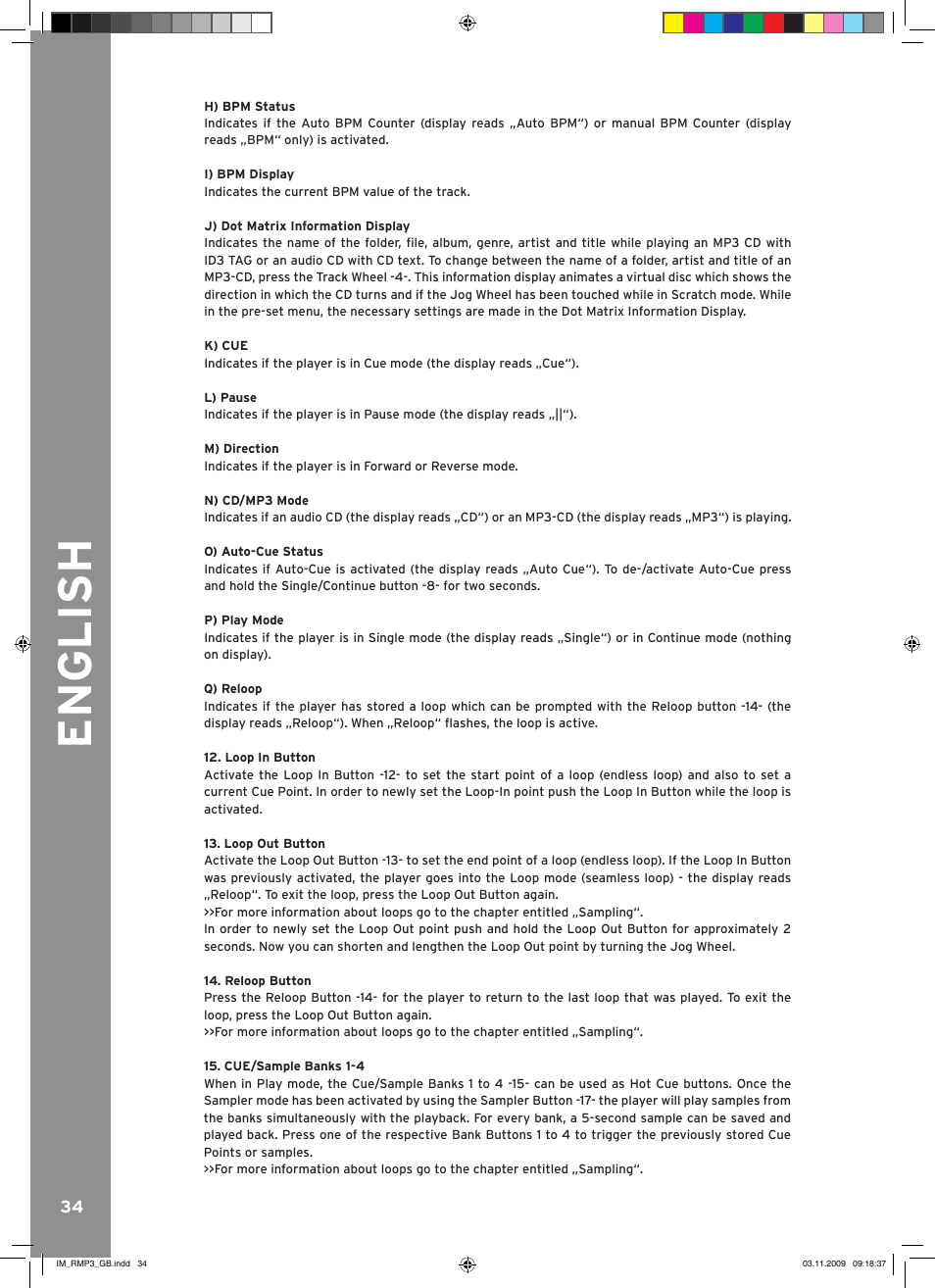 English | Reloop RMP-3 User Manual | Page 34 / 80