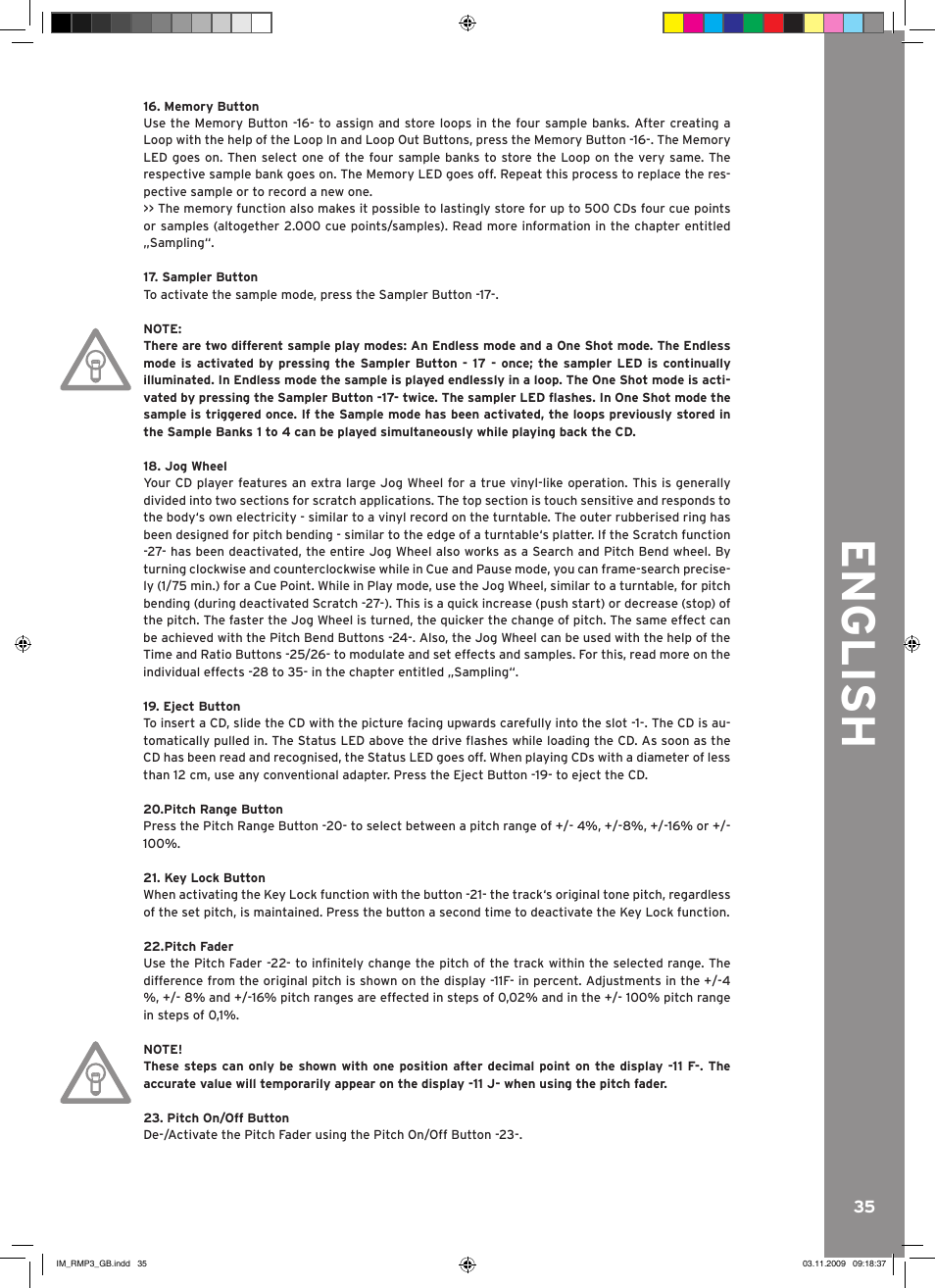 English | Reloop RMP-3 User Manual | Page 35 / 80