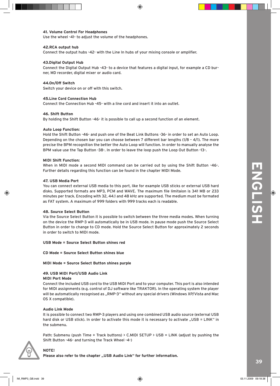 English | Reloop RMP-3 User Manual | Page 39 / 80