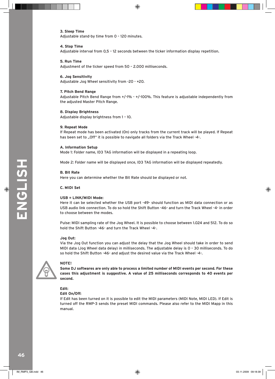 English | Reloop RMP-3 User Manual | Page 46 / 80